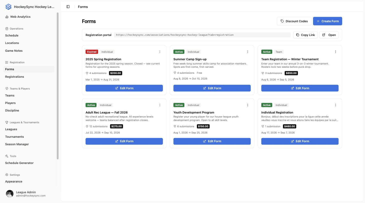 Registration & Payments feature screenshot