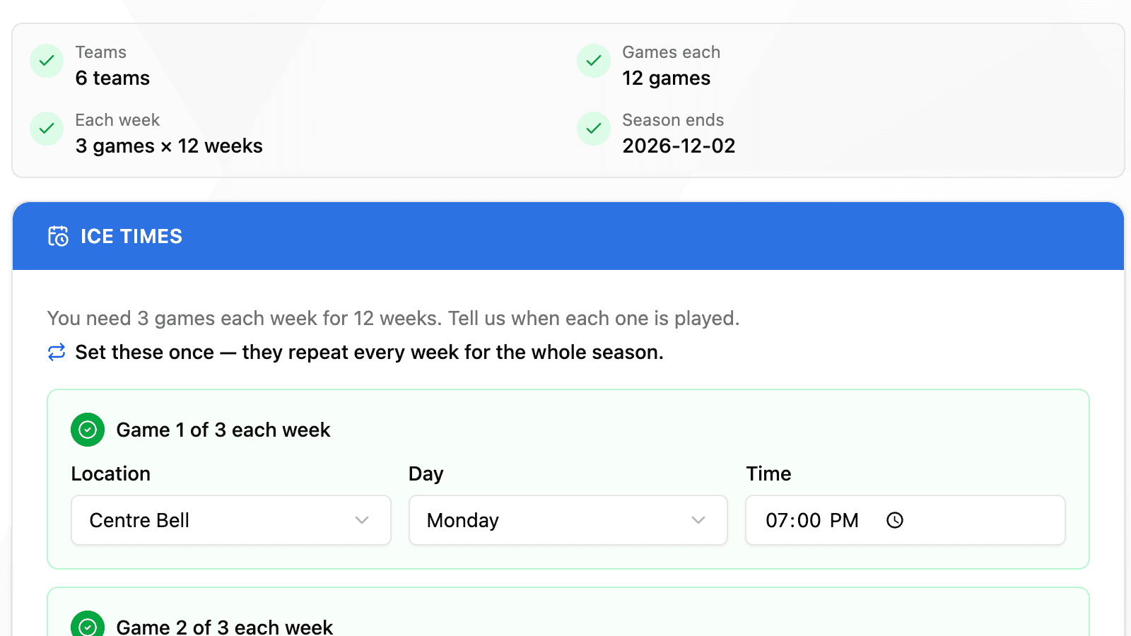 Introducing the Schedule Generator: A Full Season in Five Minutes