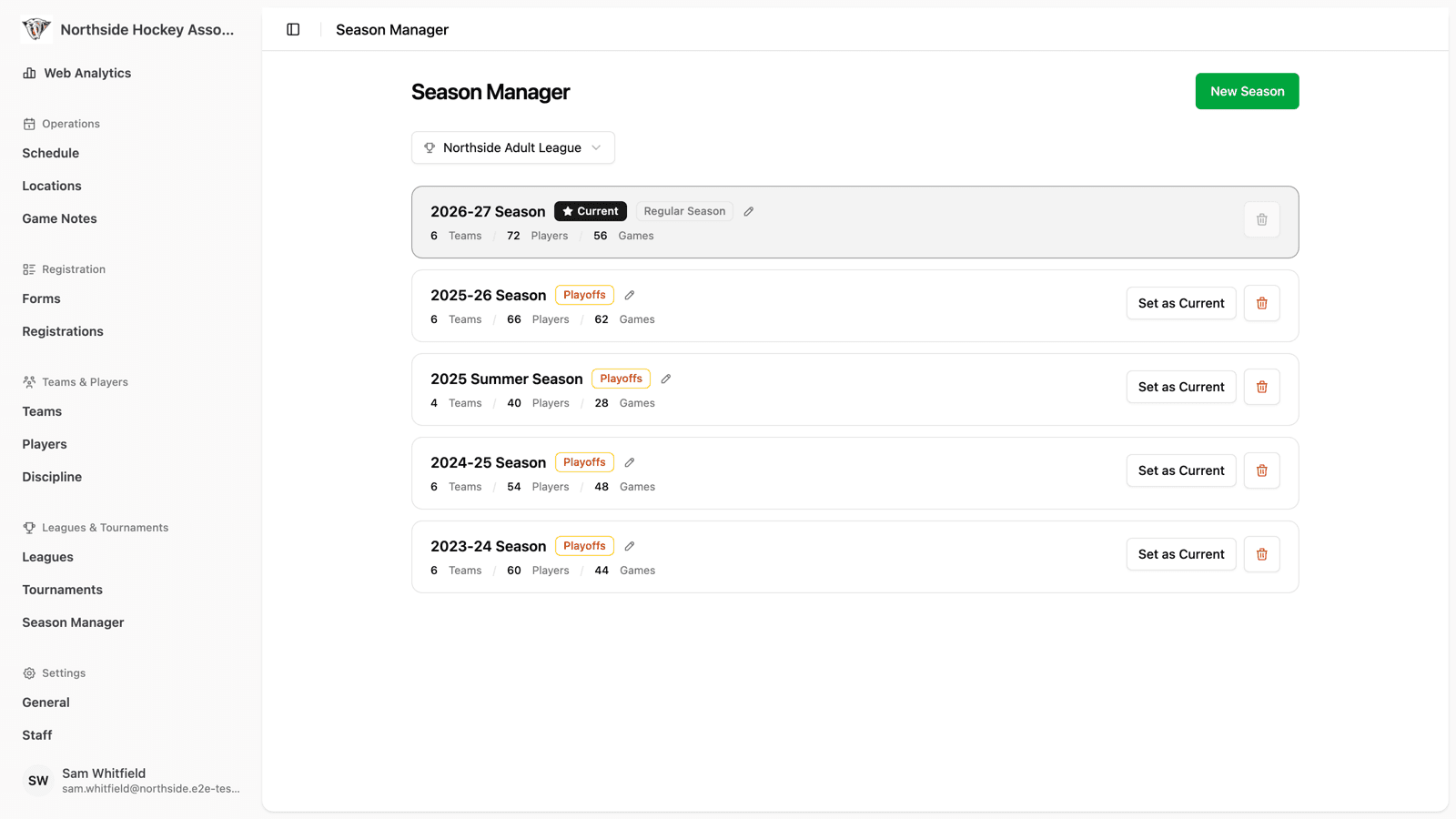 Introducing the Season Manager: Every Season of Every League, on One Screen